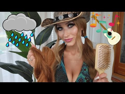 ASMR Country Festival Girl Fixes You Up After Rainstorm 🌦🤠(southern accent, hair brushing)