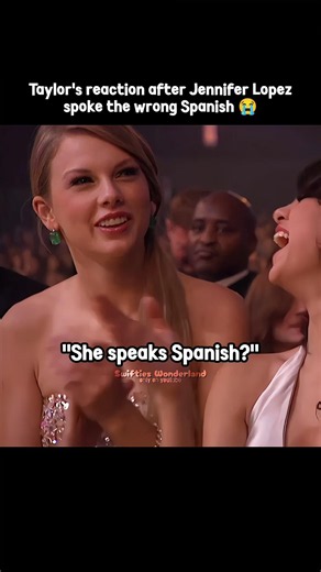 Taylor's reaction after Jennifer Lopez spoke the wrong Spanish 😭 | #taylorswift #shorts
