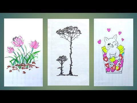 3 different art ideas ,drawing tutorial for beginners