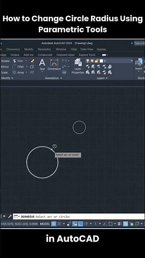 How to Change Circle Radius Using Parametric Tools in AutoCAD #shorts #autocad