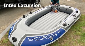 Watch Intex Excursion Inflatable 4-Person Boat Unboxing & Testing on Amazon Live