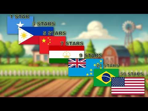 Flags with stars | 1 to 50 stars | Flag animation |