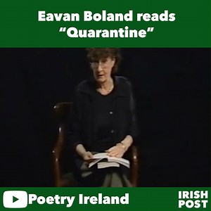 1.5K views · 15 reactions | As Today is Random Acts of Poetry Day, Here is Irish poet Eavan Boland reading her beautiful poem "Quarantine"  Poetry Ireland | Irish TV | Facebook