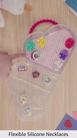 Tara Toys Barbie Necklace Activity Set – 160-Piece DIY Jewelry & Bead Kit with 5 Silicone Necklaces, 150+ Beads & Character Charms, Creative Craft Toy for Kids Ages 3+