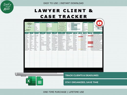 Legal Case Management for Lawyers: Track Deadlines, Client Status, Case Notes (excel & Google Sheets) - Etsy