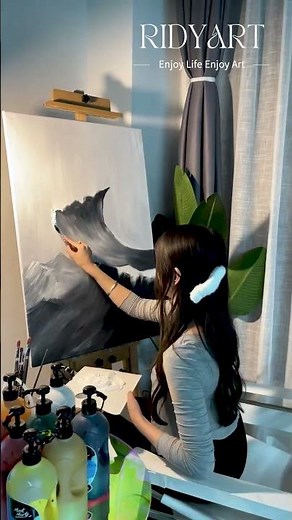 Large Gray & Blue Ocean Waves Painting | Modern Seascape Canvas Wall Art