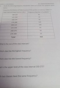 Study the following frequency distribution table and answer the... | Filo