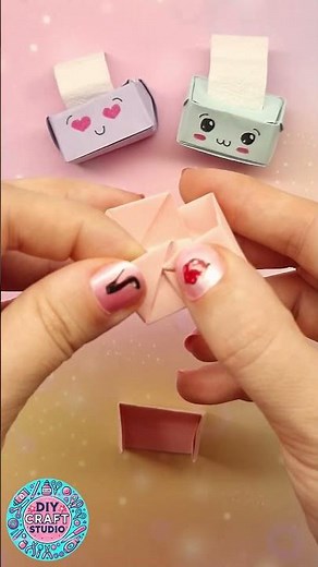 Easy DIY Cute Origami Tissue Box / Adorable Miniature Paper Craft / How to Make doll tissue box