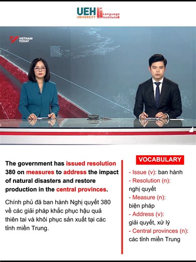 HỌC TIẾNG ANH QUA BẢN TIN THỜI SỰ CÙNG UEH-LI 📺 Nguồn: VIETNAM TODAY #uehli #vnnqthueh #vienngonnguquoctehoc #tienganh #thoisutienganh #hoctienganh #listeningenglish | Viện Ngôn ngữ - Quốc tế học