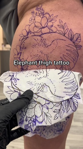 Feminine Elephant Thigh Tattoo Ideas for Women