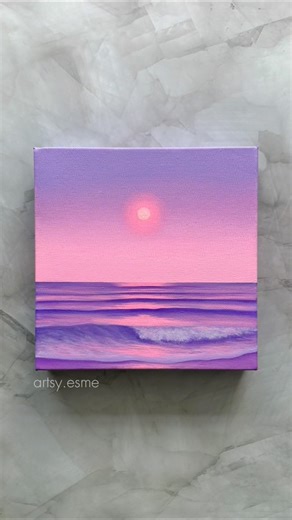 dreamy violet and pink ocean painting 💕🌊💜 #acrylicpainting #paintingprocess #oceanart #dreamyart #artreels | Artsy Esme