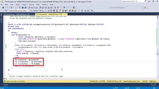 7.Improving Function Performance With Inline Table-Valued Functions - 67.Demo - Improving Performance With Itvfs