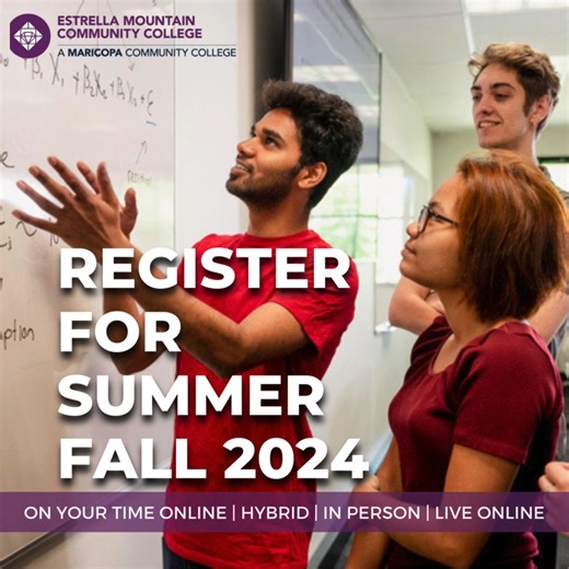 Ready to take the next step in your education journey? EMCC is here to help you reach your goals! Explore our wide range of courses & flexible learning options for the summer & fall 2024 semesters. Visit  https://www.estrellamountain.edu/students/enrollment-steps or click the link in our bio to get started. | Estrella Mountain Community College | Facebook