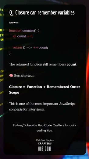 How Does a JavaScript Function Remember Variables? 🤯 #frontendcourse #developer #coding