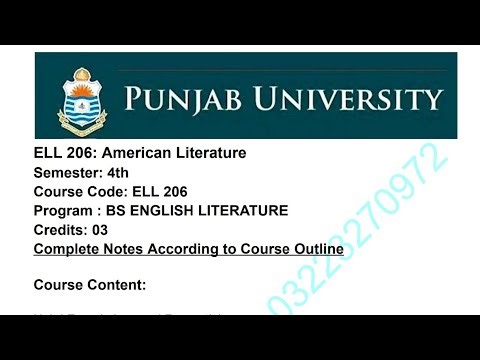 ELL 206 American Literature | Complete Notes According to Outline || BS Eng 4th Semester