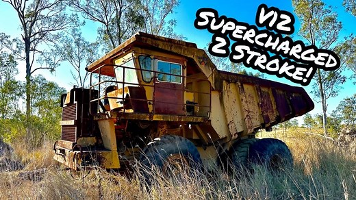 Abandoned Dump Truck Fires Up Two-Stroke V12 Diesel After Many Years