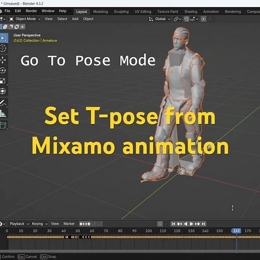 How To Set T Pose for Mixamo Animation in Blender