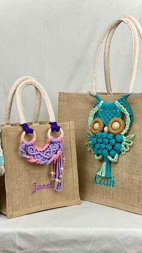 Here’s a thoughtful gift idea! 👜 TEANA Jute Bag with Macrame Accent in A4 (big) and A6 (small) sizes | Strands and Fringes