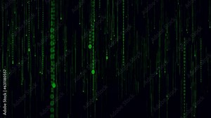 Matrix Code Falling Green Letters world digital rain mesmerizing Matrix inspired animation. Perfect cyberpunk or sci-fi projects. Matrix Digital Rain Green Data Flow. Big data artificial intelligence