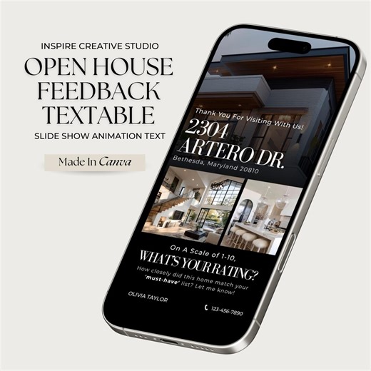 Open House Feedback Textable, Real Estate Textable Card, Open House Text Message, Canva Template, Text Message, Open House Realtor - Etsy