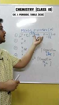 EXCEPTION OF MASS NUMBER | CH:2 ICSE CLASS 10 CHEMISTRY #periodictable #chemistry