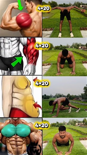 🔥 4 Best Home Exercises to Build Muscle & Burn Belly Fat | No Gym Needed | Daily 4×20 Workout 💪