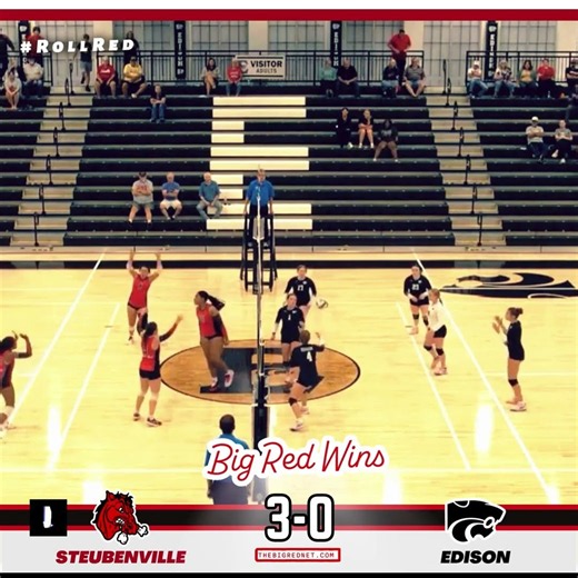 Final from Richmond: Girls 🏐 Steubenville Big Red 3, Edison 0.