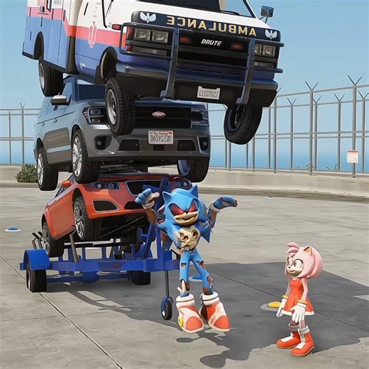 Help Sonic To Power Up & Pulling Heavy And Heavier Cars | #Shorts | #gta5 | #gaming