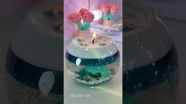 Aesthetic ocean water candle DIY | Sea-inspired decor💚🌊
