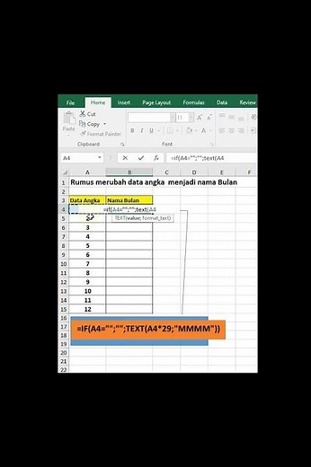 CARA MERUBAH DATA ANGKA MENJADI NAMA BULAN DI EXCEL #belajarexcel