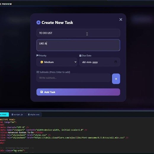 Build a Modern To-Do List Website | HTML CSS JavaScript | Kanban Board UI