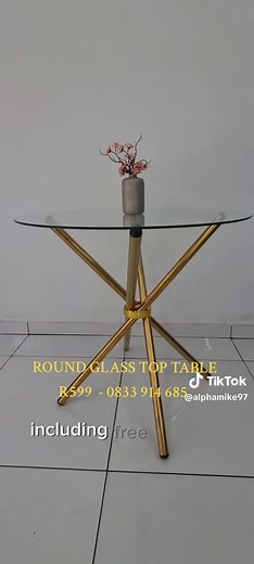 ROUND GLASS TOP TABLE WITH FOLDING METAL LEGS R599 - FREE DELIVERY IN DURBAN . MIKES GIFTS & GADGETS 0833 914 685 #DININGTABLE #MODERN #FURNITURE #DURBAN #creatorsearchinsights