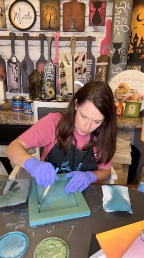 2.9K views · 25 reactions | ✨ Trick or Treat your home décor!  Amanda from @Mettle Modern Design shows how to blend, stencil & transfer your way to spooky season style ️  Grab your stencil supplies + follow along! Watch full tutorial: https://www.facebook.com/essentialstencil/videos/1106440111465654 | Essential Stencil | Facebook