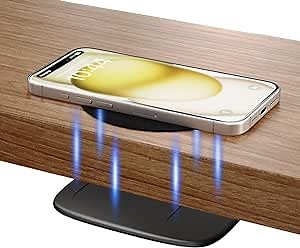 KPON Invisible Wireless Charger - 40MM(1.57") Under Desk Wireless Phone Charger - Hidden Charging Station for iPhone 15/14/13/12/Wireless Phones(Adapter Included)