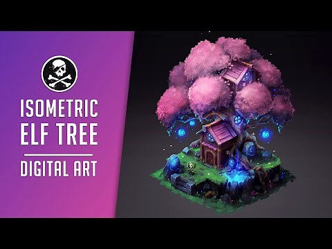 ISOMETRIC ELF TREE in Photoshop! Digital Drawing Process ● Sephiroth Art