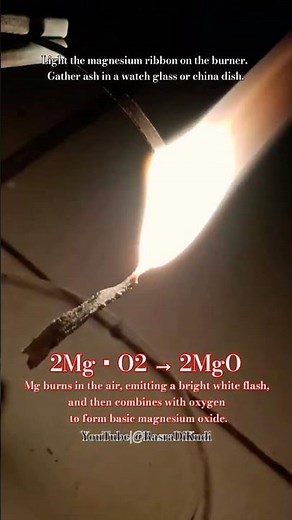 2Mg + O2 → 2MgO burning of magnesium ribbon chemistry #shortfeed #chemistry #ytshorts #shorts