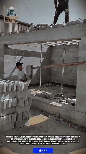 lever or pulley principle method for lifting heavy concrete beams using long wood #toolmancrew