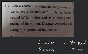 With a constant acceleration along x-axis, a car covers a dista... | Filo