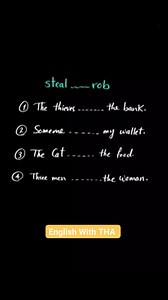 Difference Between Steal And Rob. Class-47. #viralreels #englishwiththa #singular #adjectives #englishgrammar #grammartips #class #tips #grammar #English | English With THA