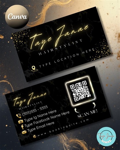 Luxurious Gold & Black Business Card Template (digital Download) - Etsy
