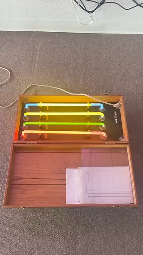 Here is a vintage salesman’s case I usually get this out when people stop by to show them because it’s really cool. #neon #handmade #art #old #shop #vintage #custom | Bent Custom Neon
