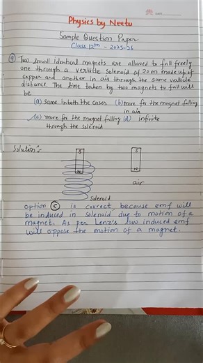 Neetu Mam Physics | Sample paper Class 12th Physics 2025-26#physics#class12th#reelinstagram | Instagram