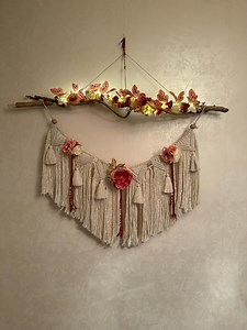 Petallight Wing Veil •boho Macramé Wall Hanging •driftwood & Fairy Lights • Floral Altar Veil Decor - Etsy