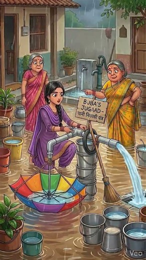 Baarish Mein Bahu Ka Jugaad 😂 Paani Problem Ka Funny Solution Saas Bahu Comedy #desi #cartoon 1