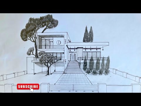 Step by Step Drawing: Modern House for Beginners