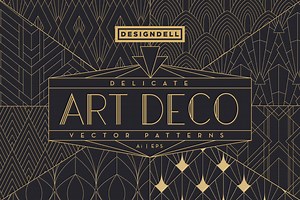 Delicate Art Deco Vector Patterns, a Pattern Graphic by Designdell
