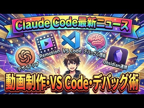 【Claude Code】動画制作革命！Remotion連携 & VS Code拡張GA & デバッグ心理術【2026年1月最新】