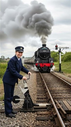 Railway manual switch point oprete loyal lady #viral #shortvideos #train #trainoperation