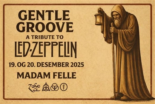 Da er det klart for å rocke julen inn på Madam Felle – med mektige Zeppelin-toner! Vi lover trøkk, stemning og ekte rock’n’roll når vi fyrer opp scenen og setter standarden for julefeiringen. Dette vil du ikke gå glipp av – vi gleder oss stort til å se dere igjen! | Gentle Groove - a tribute to Led Zeppelin