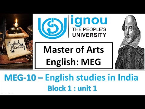 English studies in India || English studies in India MEG 10: unit 1 || MEG IGNOU